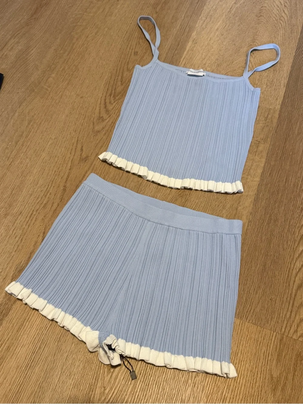 Lovers and friends Marna Rib Tank  and shorts in Light Blue